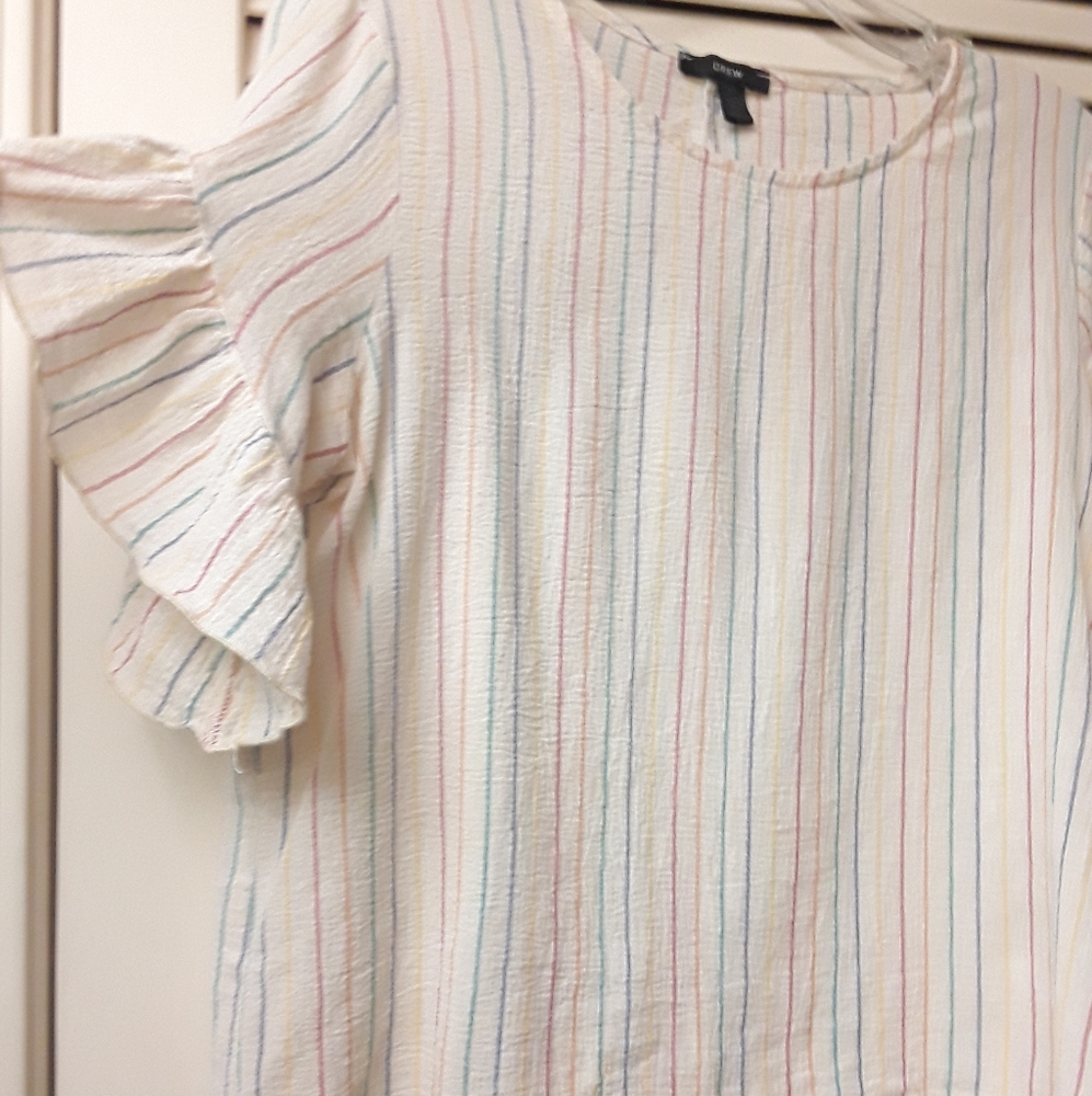 Rainbow Flutter Crop Stripe Boho Top Anthro Drew P - image 4